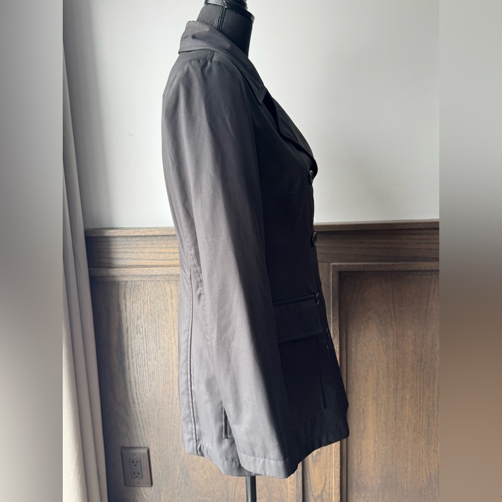 Gallery Womens Trench Coat Jacket Size XSmall black Double Breasted Vintage - Picture 5 of 7